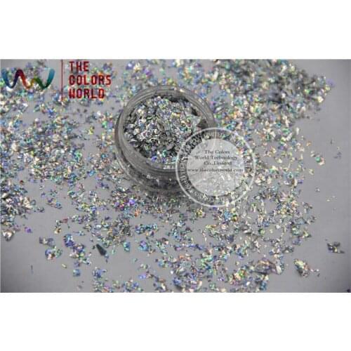 HOT Solvent resistant seems to a third dimension Random Cut holographic Silver colors glitter Mylar shapes for Nail Art ,polish