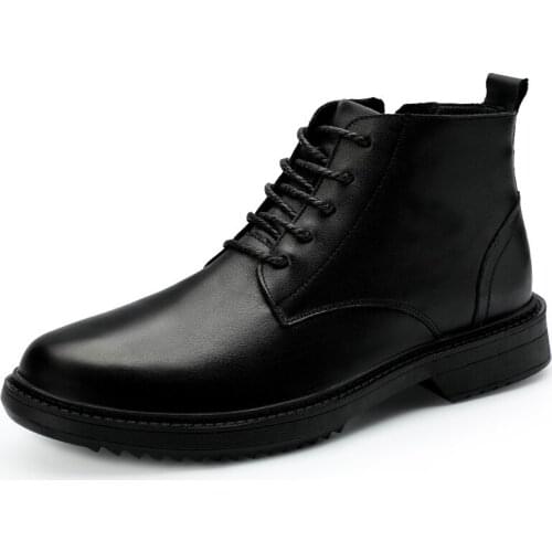 Genuine Leather Men Boots Warm Winter Boots Natural Cow Leather Shoes Men Business Ankle Boots for Men Botas zapatos hombre