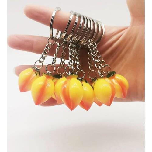 Keychain Classic Resin Fruit Peach Decoration Faddish Keychain Ring Plant Cartoon Bag Hand Rope Pendant Cute Couple Gift A194