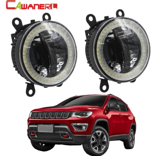 Cawanerl For Jeep Compass MP 2017 2018 3in1 Function Car LED Lamp Fog Light DRL Daytime Running Light Angel Eye 12V Accessories