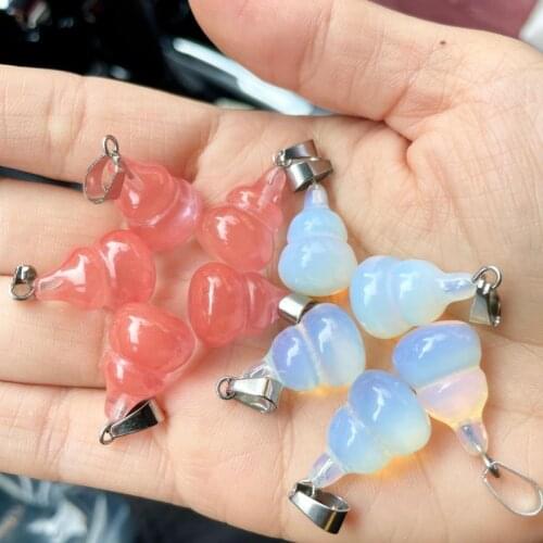 1 piece Natural stone gourd pendant semi gem lovers crystal agate mens and womens Necklace Pendant Fashion Jewelry