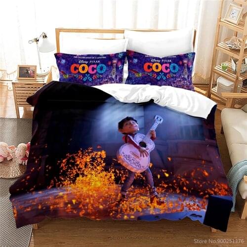 Disney Cartoon Coco Bedding Set Queen King Size Comforter Cover with Pillowcase Set Soft Duvet Cover Set Home Textile Bedclothes