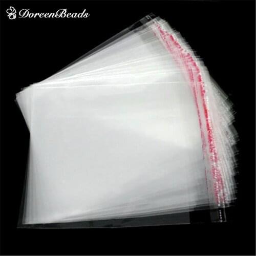 DoreenBeads 200 Clear Self Adhesive Seal Plastic Bags 14x8cm (Usable Space: 11.0 x8.0cm) (B08676)