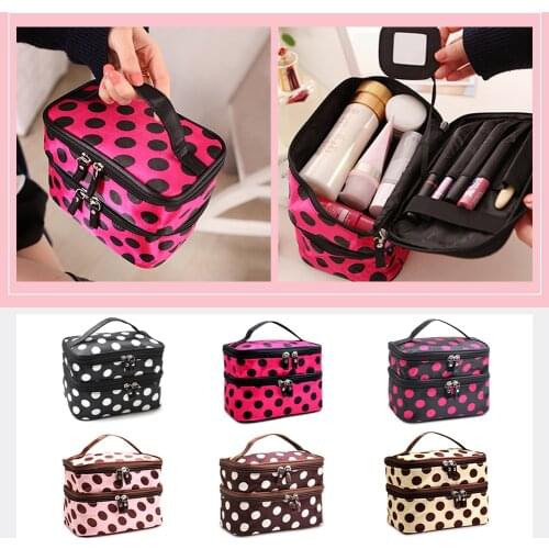 Double Layer Women Cosmetic Bag Portable Travel Makeup Storage Case Pouch Organizer For Cosmetics Dropshipping