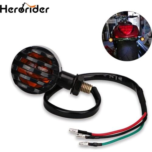 Herorider 2 Pcs Retro fence Turn Signal lamp 10mm Screw Mouth 12v Motorcycle Turn Signal Light For Harley for Kawasaki for Honda