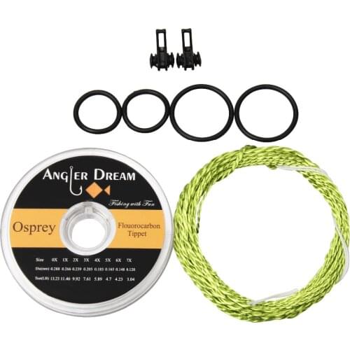 12 / 13FT Furled Leader Tenkara Fly Fishing Line Braided Tenkara Line Grass Green Gold with Hook Keeper Flouorocarbon Tippet