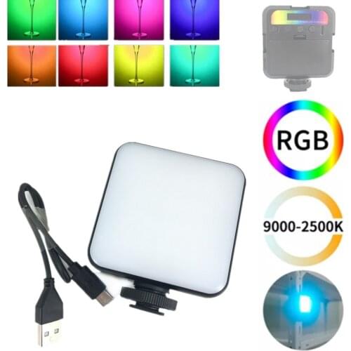 Dimmable Mini 65 Beads RGB LED Video Fill Light Lamp Lighting Selfie for iPhone Android Smartphone Vlog Live Streaming