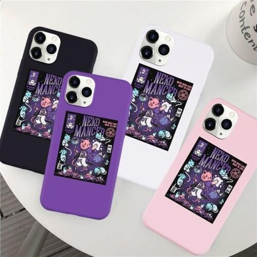 Fashion Neko Mancer Phone Case for Iphone 12 11 Pro Max 6s 7 8 Plus SE2 X XR XS MAX Cute Aesthetic Cat Silcone Phone Cover Funda