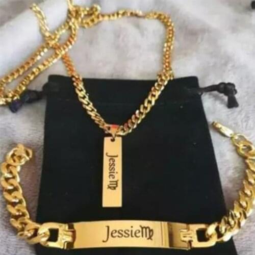 Personalized Name Men Bracelets on hand Stainless Steel Cuban Chain Bar ID Pendant Nameplate Bangle Custom Jewelry Gift