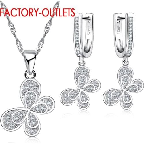 New Fashion Jewelry For Decoration Cute Animal Design Pendant Necklace Hoop Earrings Set 925 Sterling Silver Women Party