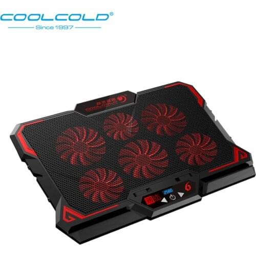 COOLCOLD 17inch Gaming Laptop Cooler Six Fan Led Screen Two USB Port 2600RPM Laptop Cooling Pad Notebook Stand for Laptop