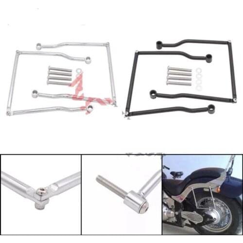 Saddlebag Support Bar Mount Bracket for Kawasaki Vulcan VN1500 96+ (18.5cm) Chrome Silver / Black