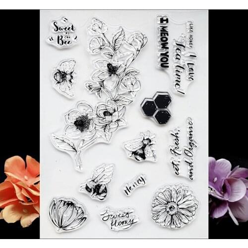 Bee Flower Background Transparent Clear Silicone Stamps For DIY Scrapbooking/Sentiment Stamp Photo Album Decorative Card Making