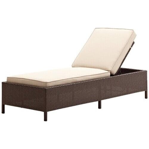 All Weather Wicker Chaise Lounge Lawn Garden Dark Brown