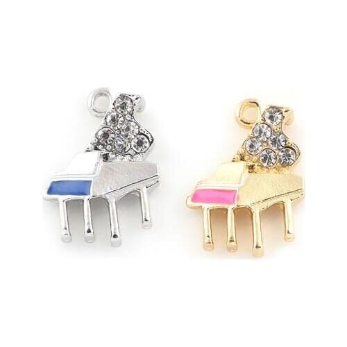 14x19mm (Gold,Silver Color) 20PCS/lot Piano Hang Pendant Charm DIY Accessories Fit For Floating Locket Jewelrys