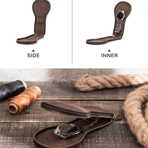 Portable Watch Strap Organizer Case for Watchband Holder Travel Storage Case Bag Leather Protective Carrying Zipper Case Box