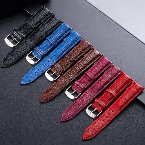 Fashion Watch Band Leather Wristband Watch Accessories Lizard Pattern Pin Buckle Luxury Strap Belt for y Women Watch 2020 New