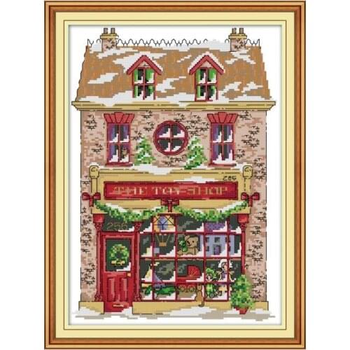 Christmas toy house cross stitch kit aida 14ct 11ct count print canvas stitches embroidery DIY handmade