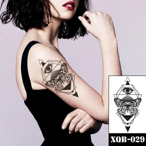 Geometric Triangle Temporary Tattoo Stickers Sexy Butterfly Eyes Line Fake Tatto Waterproof Tatoos Arm Large Size for Women Men