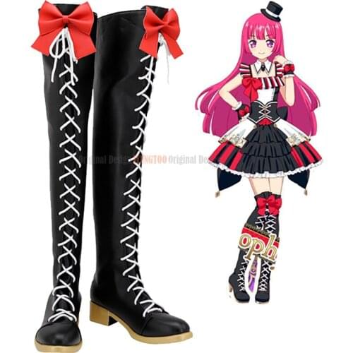 Pripara Hojo Sophy Cosplay Boots Overknee Black Shoes Custom Made Any Size for Unisex