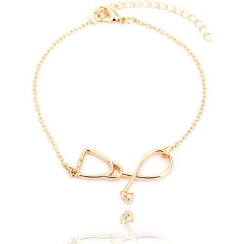 Shuangshuo 2017 Fashion Stethoscope Women Bracelet Ethnic Medical Jewelry Nurse Doctor Stethoscope Chain Link Bracelets bileklik