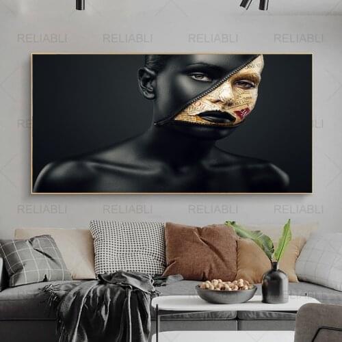 Modern Art Canvas Painting African Black Woman Posters and Prints Scandinavian Wall Art Pictures For Living Room Home Decoration