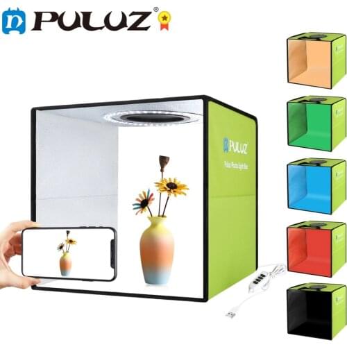 PULUZ 30cm Ring LED Photo Studio Light Box Lightbox Shooting Tent Kit With 6 Colors Background Photography Box Kits 6 Backdrops