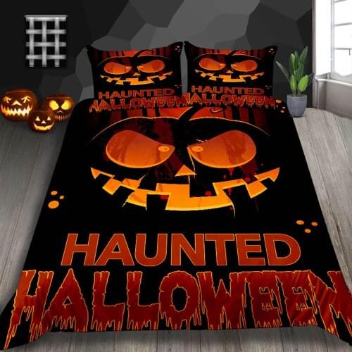 Thumbedding Cartoon Print Bedding Set Halloween Scary Pumpkin High End Duvet Cover For Home King Queen Full Twin Single Bed Set