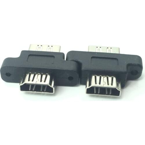 Screw Lock Panel Mount HDMI-compatible Female to Female HDMI-compatible Extension F/F cable Extender Adapter Connector Black