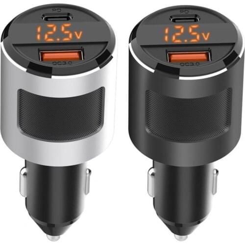 SC01 65W High Power Car Charger QC3.0 PD Interface USB Charger with Voltage Monitor for Phone