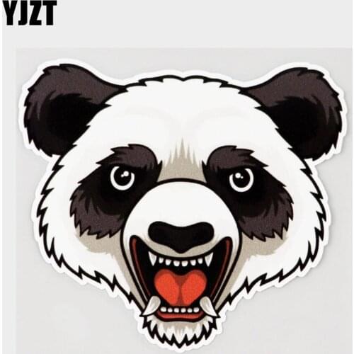 YJZT 12.8CM×11.3CM Angry Panda Head Mascot PVC Decal Car Sticker 11C-0122