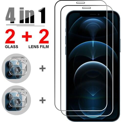 4In1 ProtectIve Glass Film For iPhone 11 12 Pro Max 12 Mini Screen Protector For iPhone 6S 7 8 Plus XS XR Xs Max SE 2020 Glass