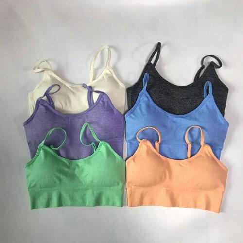 6 Colors Sexy Seamless Yoga Bra Women Fitness Cropped Top Padded Push Up Sports Bra Tank Top Gym Workout Running Active Wear