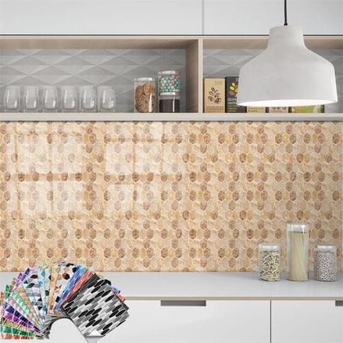 10pcs/Set Tile Wall Sticker For Bathroom Kitchen Decoration Self Adhesive Waterproof Wallpaper Vinyl Removable Decals Home Decor