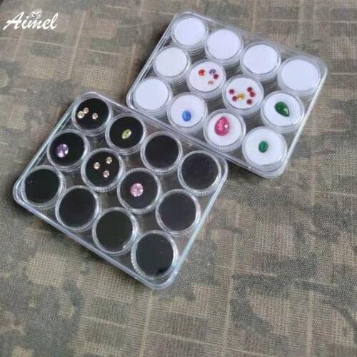 12Pcs Round Diamond Jewelry Display Box With Clear Case Loose Diammond Gemstone Storage Organizer Show Store Jewelry Showcase