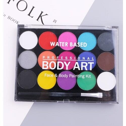 15 Colors Body Paint Makeup Facial Painting Water Ink Oil Graffiti With Brush