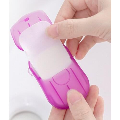 High Quality 20pcs Disposable Boxed Paper Soap Travel Camping Portable Hand Washing Box Scented Slice Sheets Mini Soap Paper