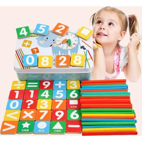 2020 New Kids Counting Sticks Number Cards Learning Math Preschool Educational Toys with Box