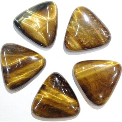 30pcs Natural tiger eye Stone Gold sand quartz crystal agates Cabochon 25mm Triangle Shape No Hole for DIY Jewelry Making