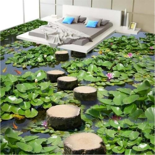 Beibehang Custom Photo 3D Wearable PVC Flooring Paint Pond Pond 3D 3D Bathroom Floor Painting papel de parede