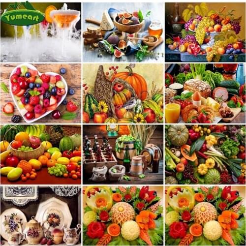 DIY 5D Diamond Embroidery Fruit and Vegetables Fresh Food Diamond Painting by Number Resin Craft Cross Stitch Home Kitchen Decor