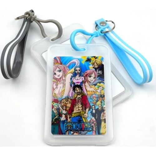 Anime Cartoon Luffy Card Cover Key Chain Fashion Card Bag Bank Credit Card Holder Plastic Student ID Bus Card Sleeve Protect