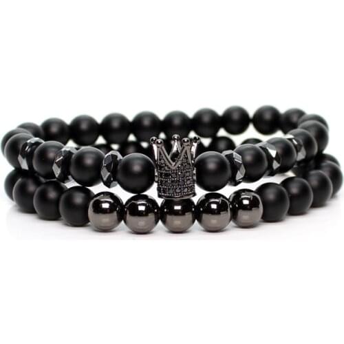 Natural stone Beads Crown Bracelet Men Bracelets For Women Pulseras Moda Masculina Hombre Man Mens Jewellery Armband Braclet
