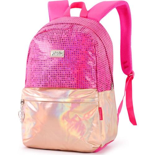 MIKO Waterproof PVC Reversible Glitter Holographic Laser Bag High Middle School And Teenager Fashion Backpack for Girls Kids
