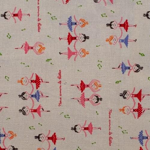 Cotton Linen Fabric for sewing pathwork, bedding - Ballet girl (width=110cm)