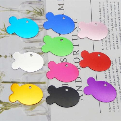Julie Wang 10PCS Blank Fish Shape Tag Charms Aluminum Alloy Dog Pet ID Identity For Name Phone Number Jewelry Making Accessory
