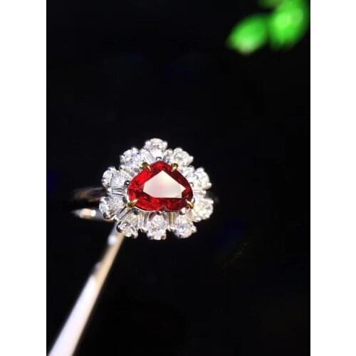 Ruby Ring Pure 18 K Gold Jewelry Real Natural 1.04ct Red Ruby Diamond Jewelry Anniversary Females Rings for Womens Fine Rings
