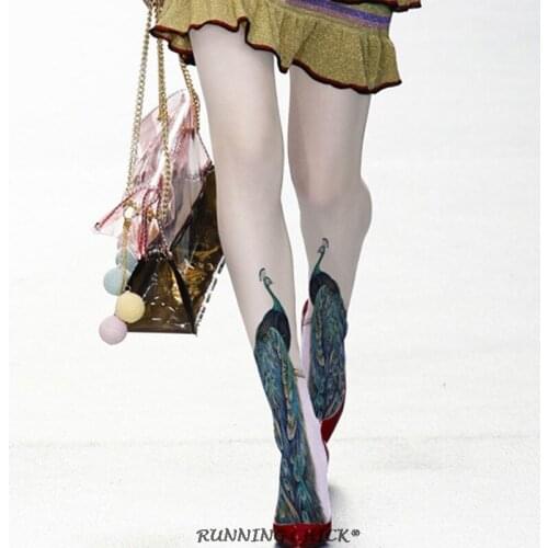 Peacock Printing Pantyhose Bottoming