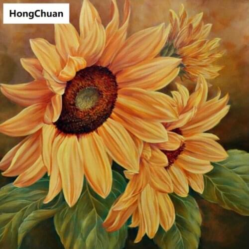 Fast delivery sunflower 5D DIY square/round diamond painting mosaic cross stitch home decoration mural Christmas gift