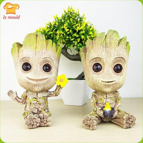 LX-MOULD New Anime Tree Groot Silicone Mold Candle Soap Gypsum Resin Concrete Potted Handmade Decoration Mould